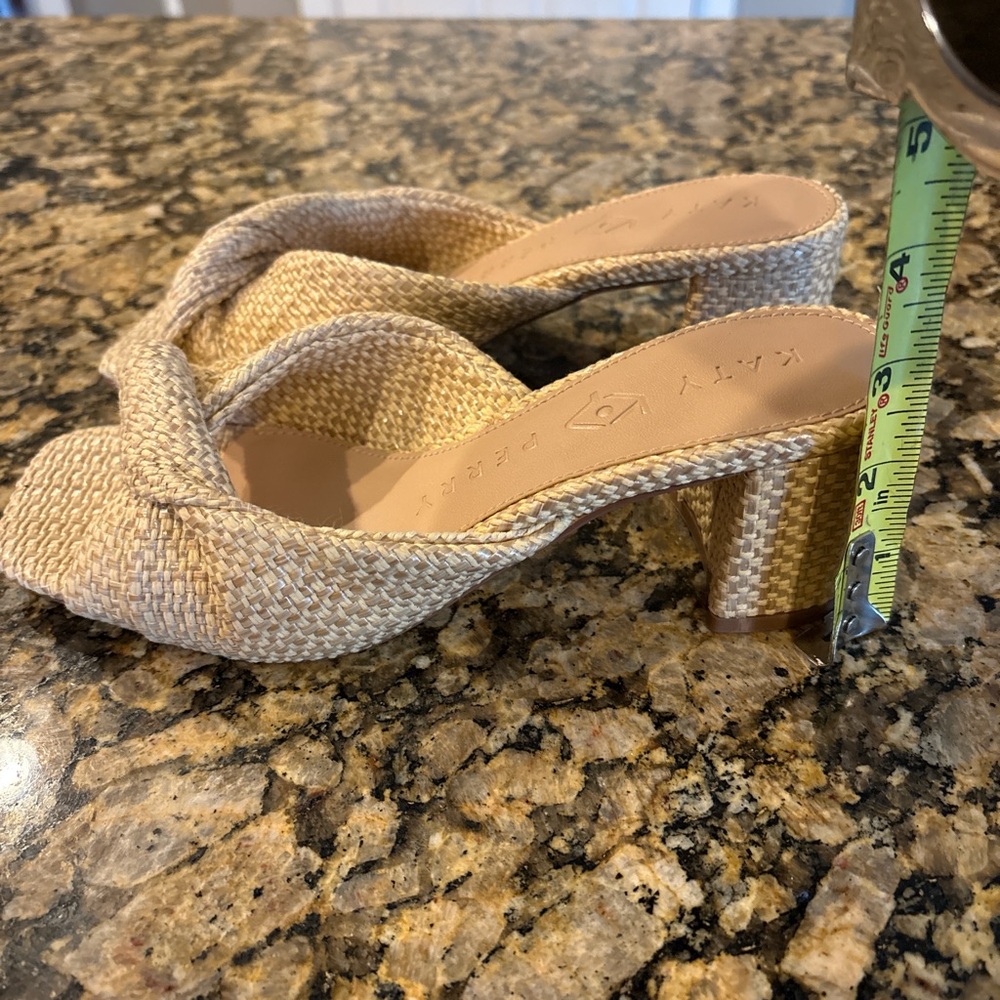 Katy Perry Tooliped twisted block raffia heel sandals Woven Block Heel Slide NEW - Picture 8 of 8